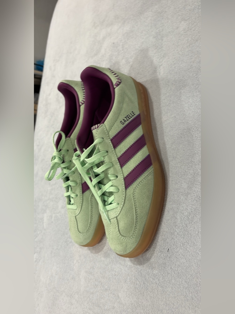 adidas Gazelle Women’s Sneakers in Mint Green and Purple